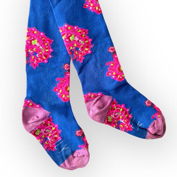 Oilily Ruffled Organic Sweat Dress and Jacquard Tights, Size 104 ( 4T), Blue - Picture 14 of 16